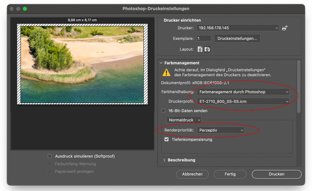 ICC-Profil in Photoshop einbetten
